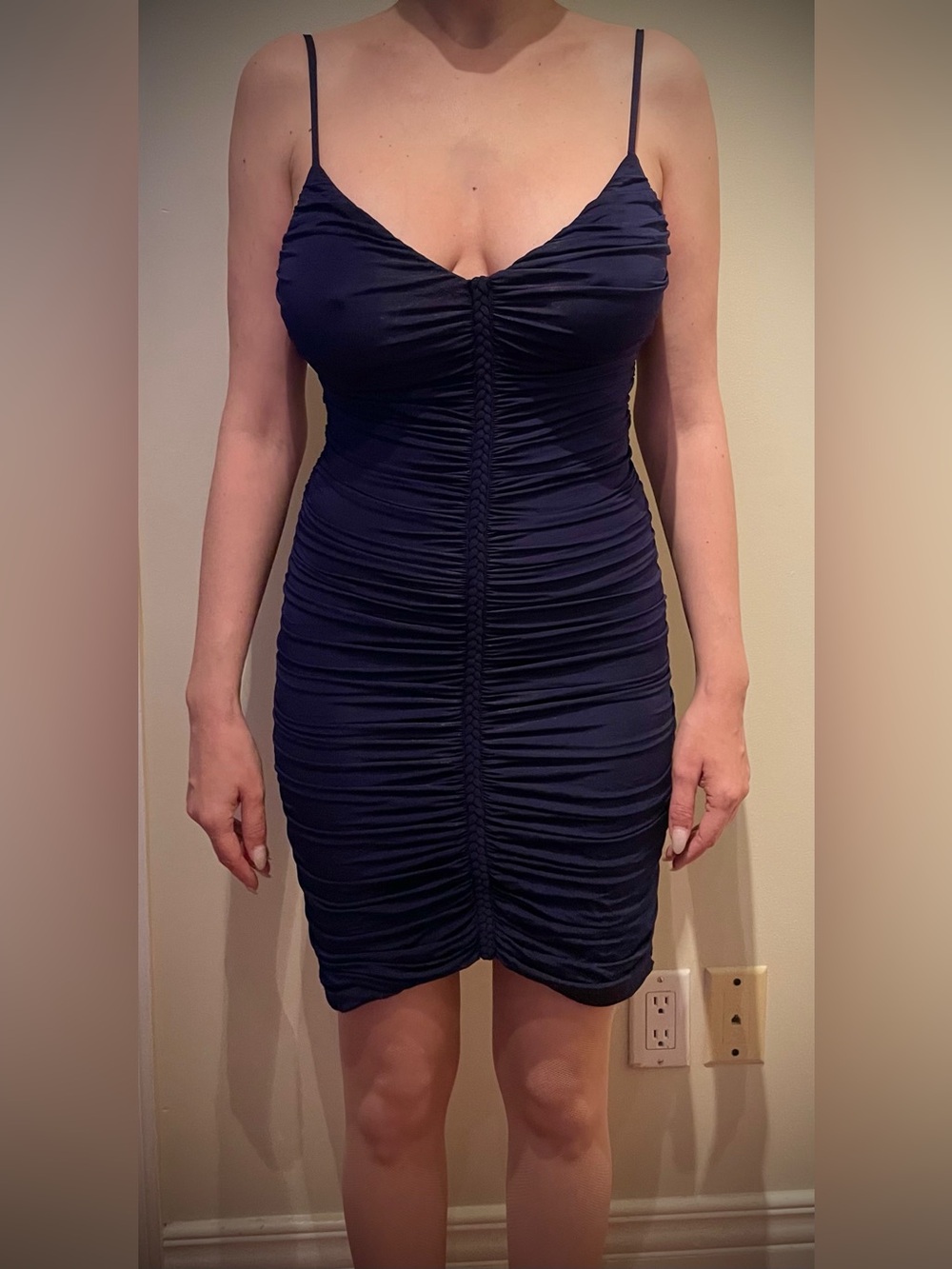 Guess by Marciano Navy Ruched Spaghetti-Strap Mini Dress